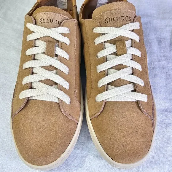 NEAR MINT! Soludos The Ibiza Classic Suede Sneaker 8.5 Camel Beige - Picture 3 of 11